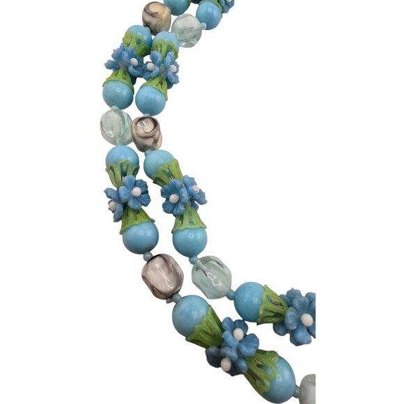 Vintage Signed Hong Kong Double Strand Flower Fruit Salad Necklace (A1793) - Picture 3 of 5